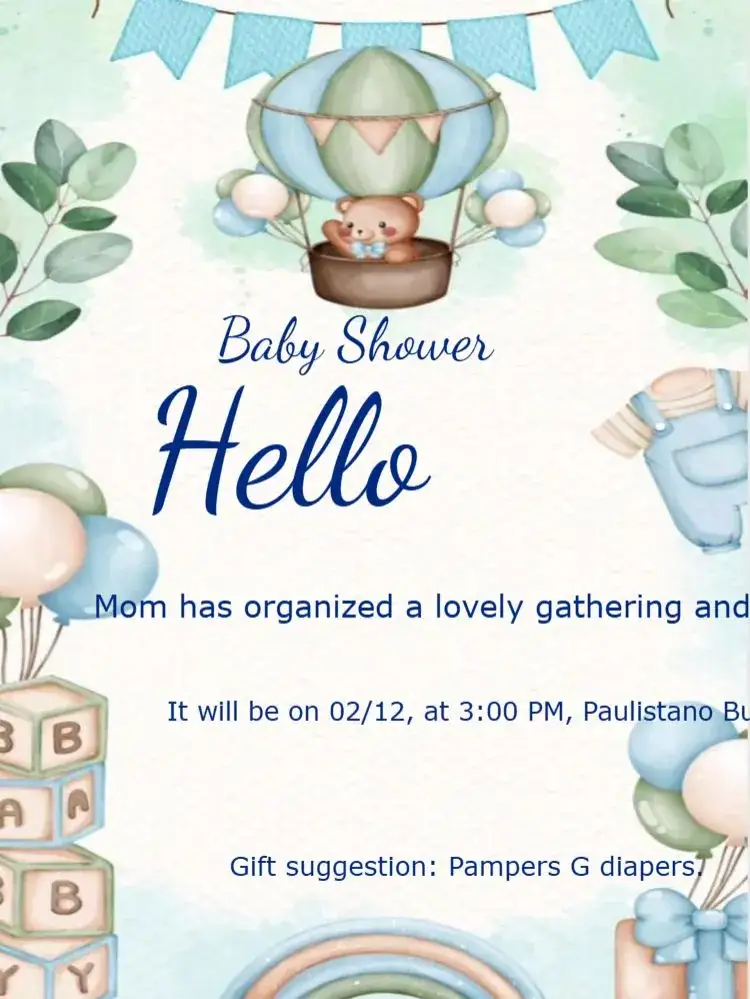 Invitation Baby Shower RSVP Boy – Raffle Tea theme blue, white, illustrations of toys, modern style, fun, childlike