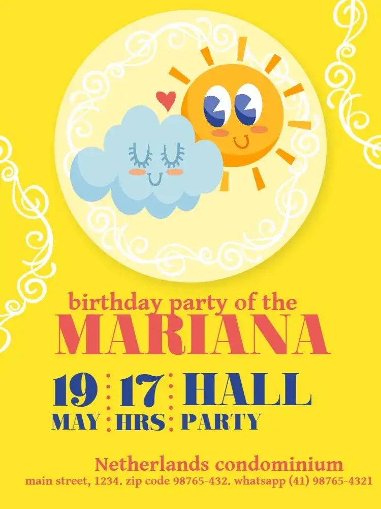 Invitation Sunbeam Playful Encounter – Kids' Birthday Party theme playful, colorful, cheerful, childlike, bright, fun