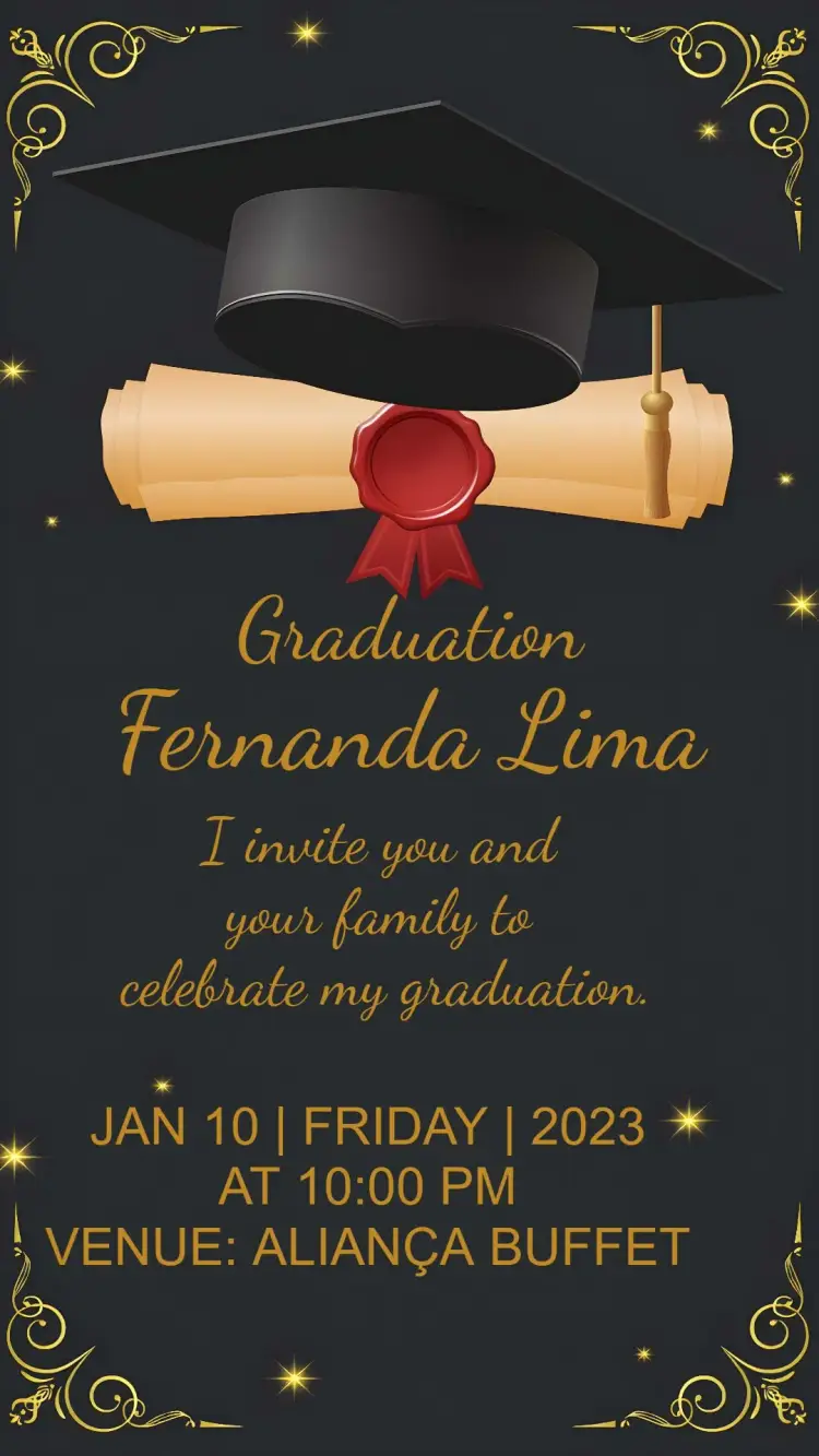 Invite Golden Graduation editable and customizable