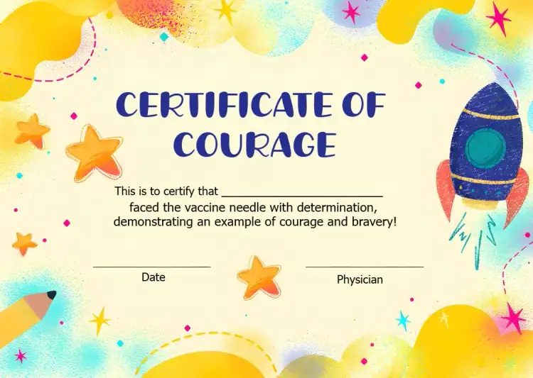 Invitation Art Certificate Of Courage Diploma – Graduation theme colorful, playful, childlike, navy blue, fun illustrations