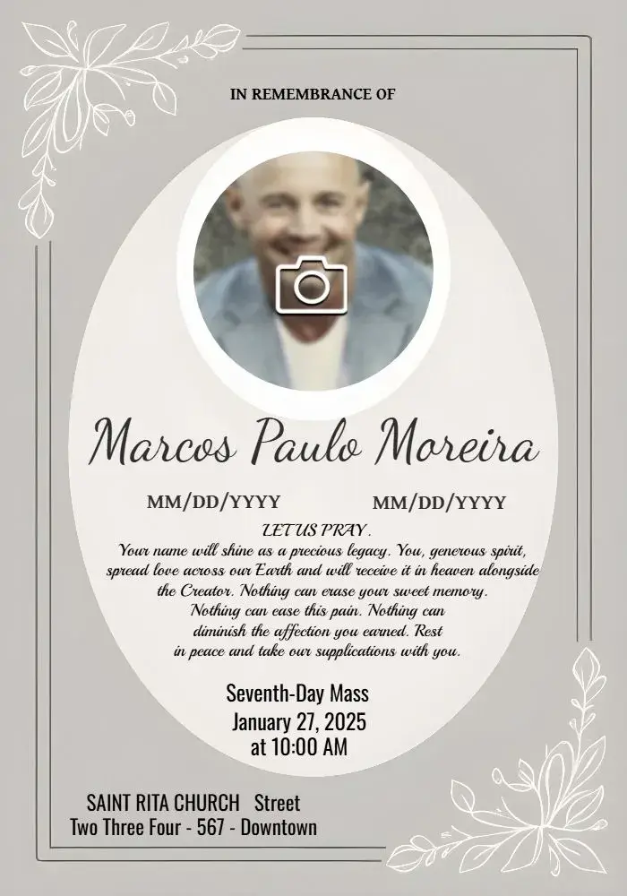 Seventh Day Mass With Star Photo invitation