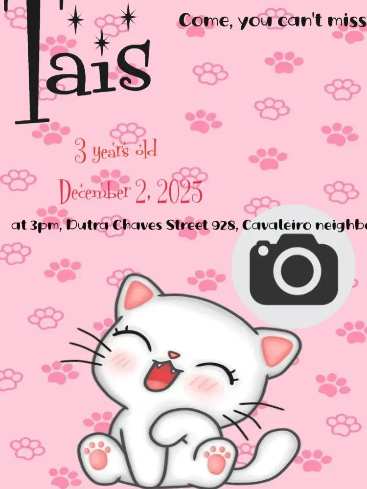 Cat With To Edit Digital invitation