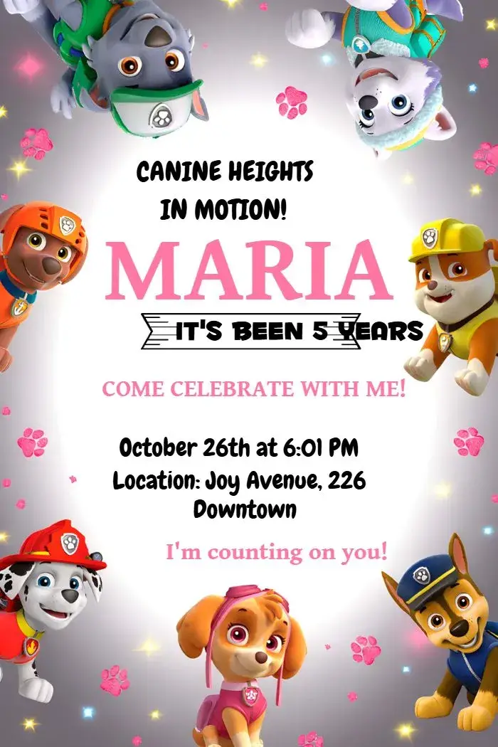 Paw Patrol invitation