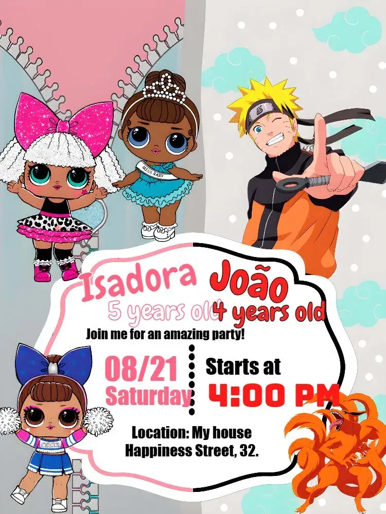 Double Lol Surprise And Naruto Girl invitation