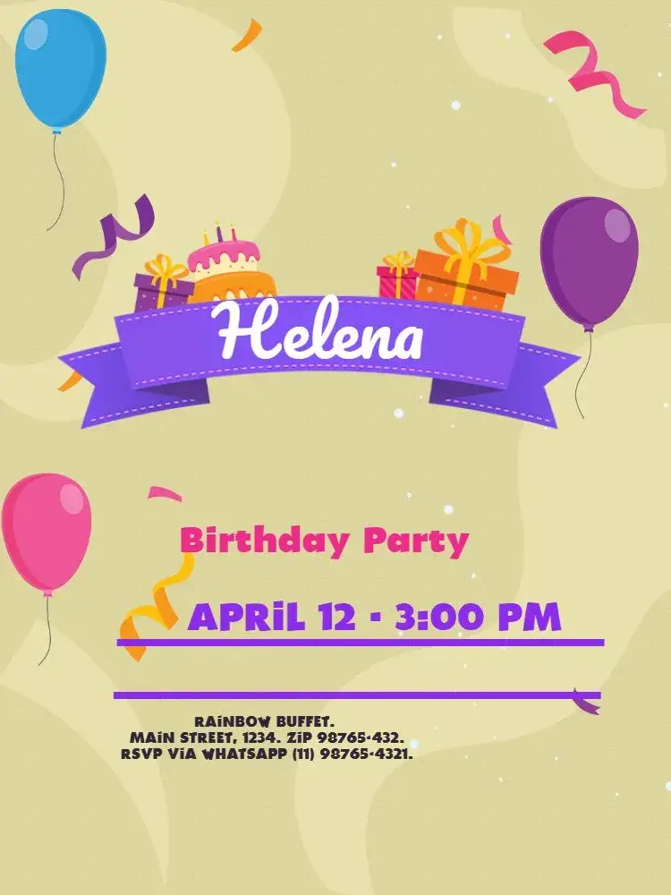 Invitation Colorful Children's Balloons – Kids' Birthday Party theme colorful, fun-filled, childish, festive, playful