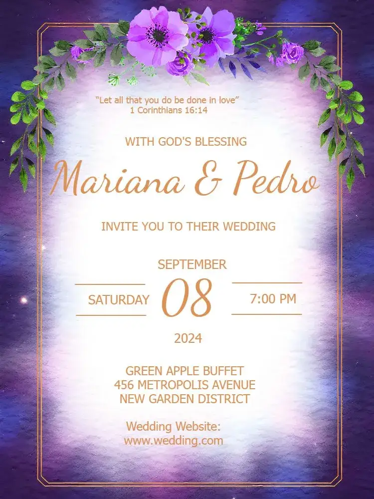 Invitation White Floral Wedding – Wedding theme floral, watercolor, golden, elegant, romantic, modern