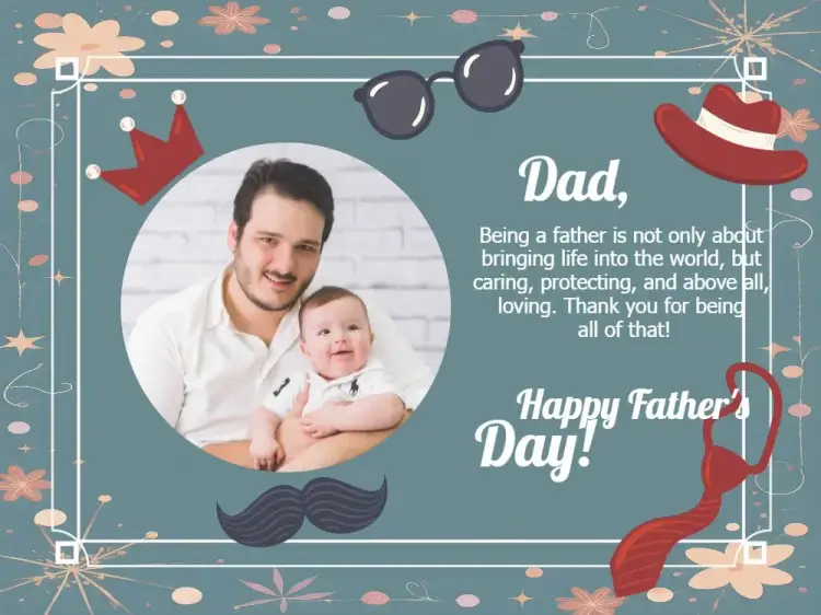 Invitation Father's Day Card With Blue Photo – Commemorative Dates theme elegant, modern, minimalist, classic, colorful