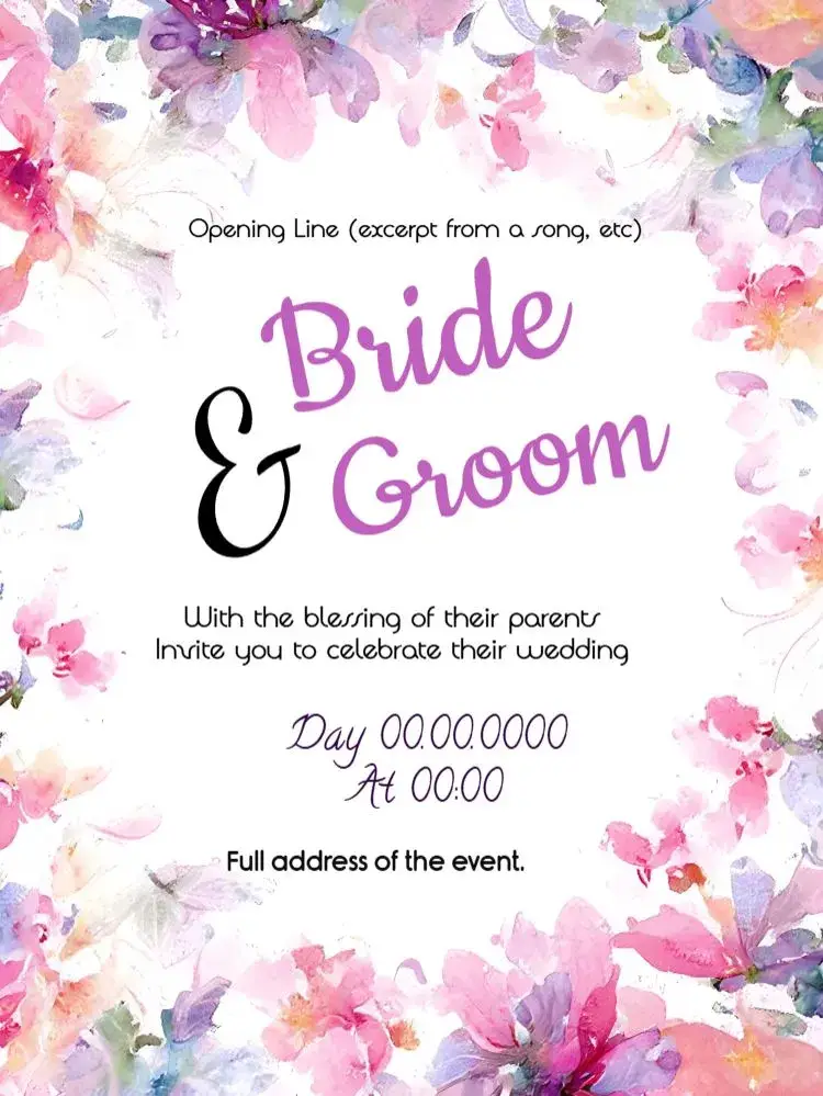 Lilac Floral Wedding invitation