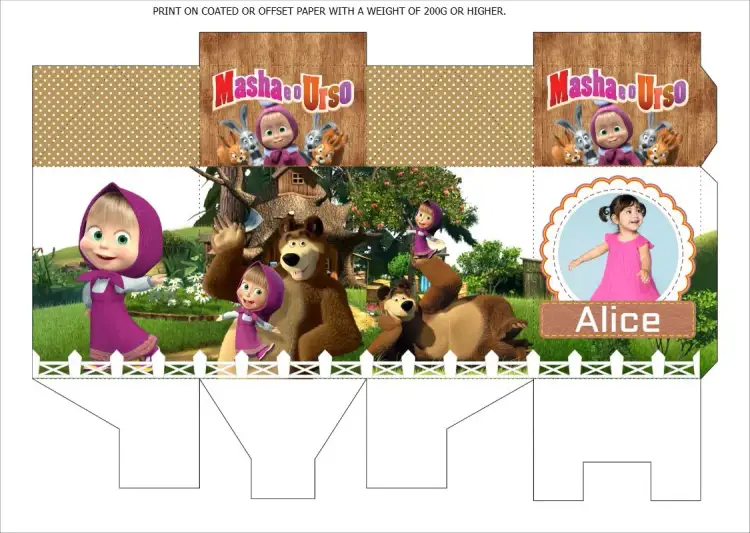 Invitation Masha and the Bear Milk Box with Photo (with – Most searched for theme colorful, fun, childish, illustrations, cartoon theme