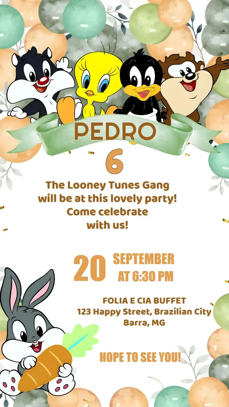 Looney Tunes Baby Carrot invitation