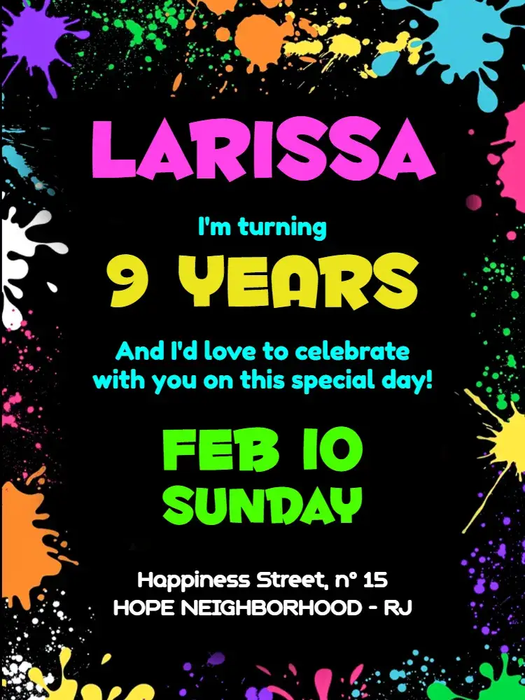 Invitation Neon White Party – Most searched for theme neon, modern, vibrant, nighttime, themed, colorful