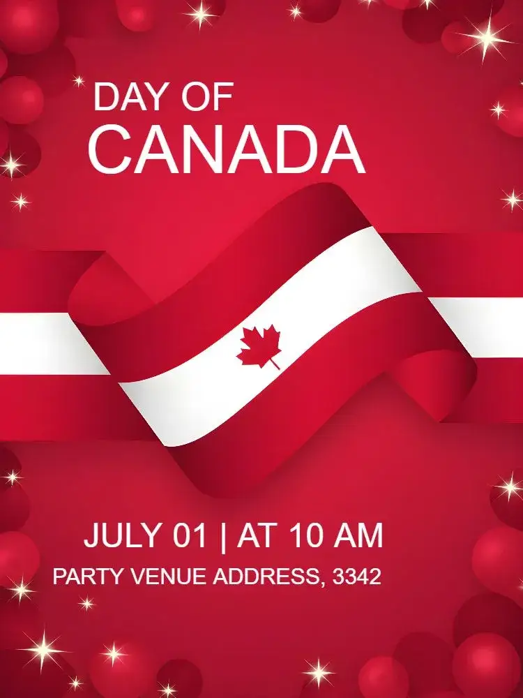 Invitation Canadian Canada Day – Commemorative Dates theme red and white, minimalist, modern, nature-inspired, vintage, maple leaf graphics