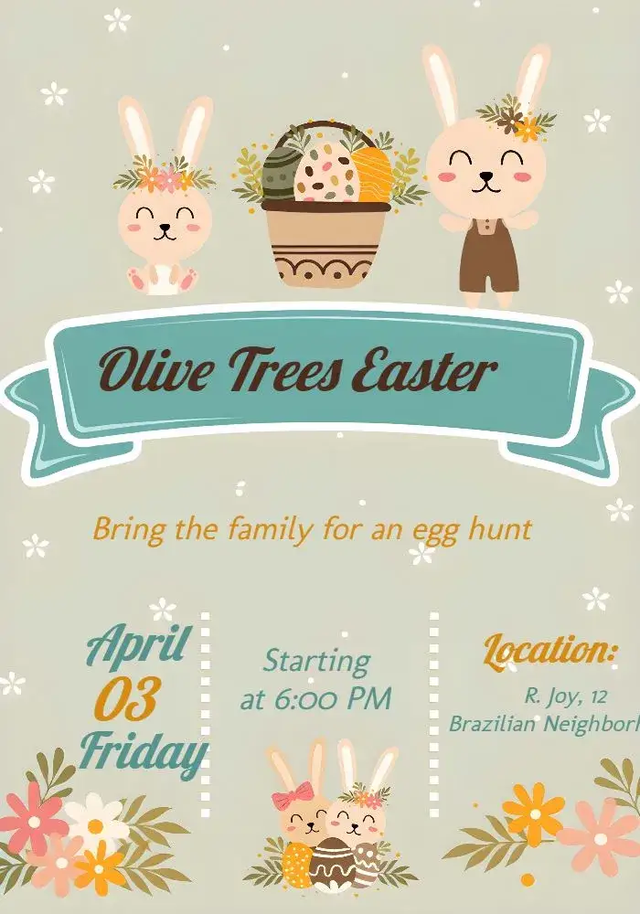 Invitation For Easter Easter – Commemorative Dates theme colorful, fun, playful, pastel, vintage, modern