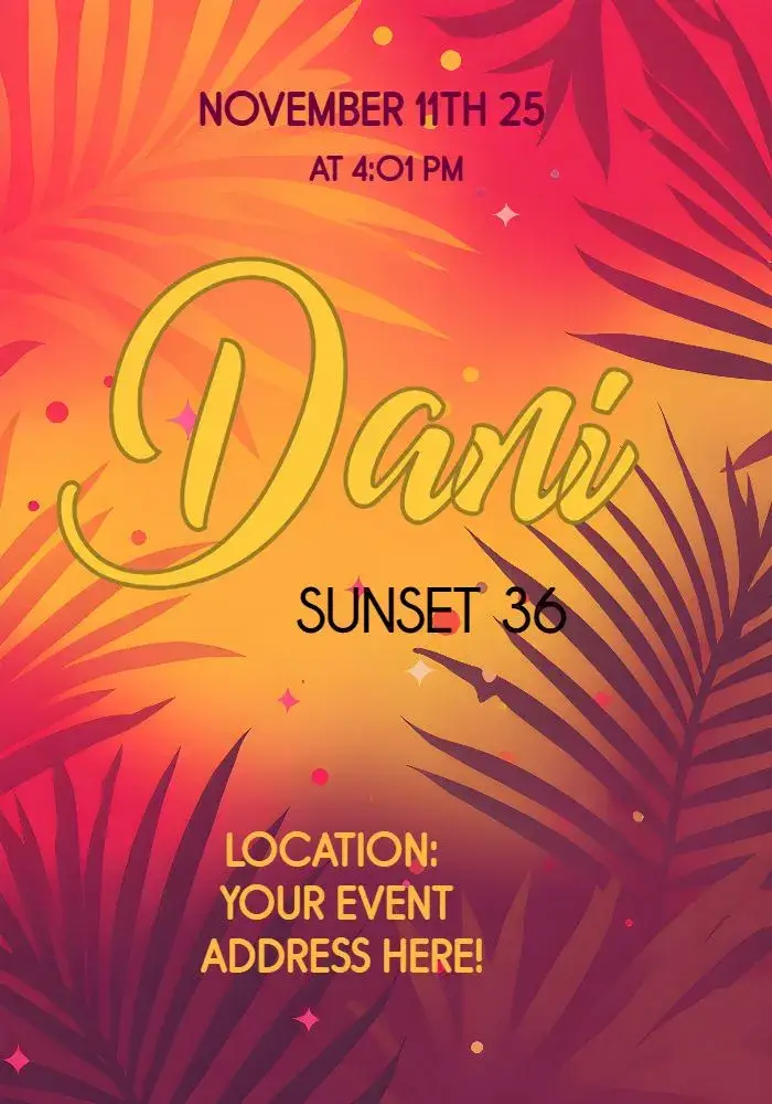 Invite Adult Sunset Party editable and customizable
