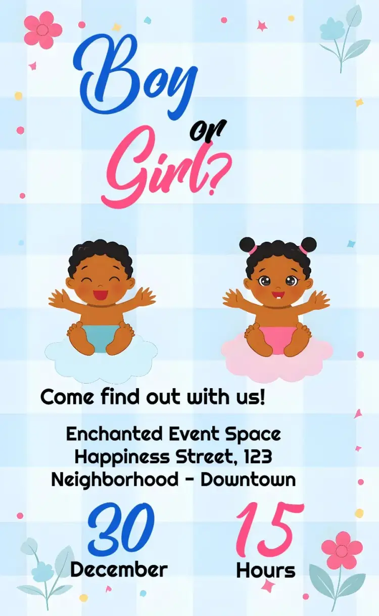 Black Boy Or Girl Reveal Tea invitation