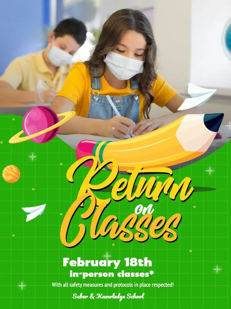 Back to School Green invitation