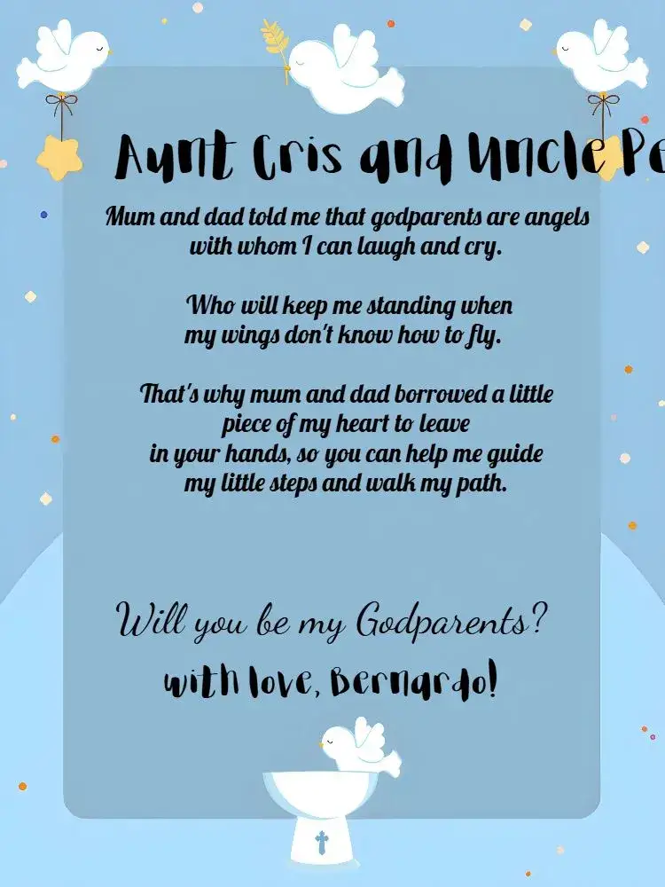 Invitation Red Baptism Godparents – Baptism theme vibrant red, angels, cross, religious, colorful, childlike