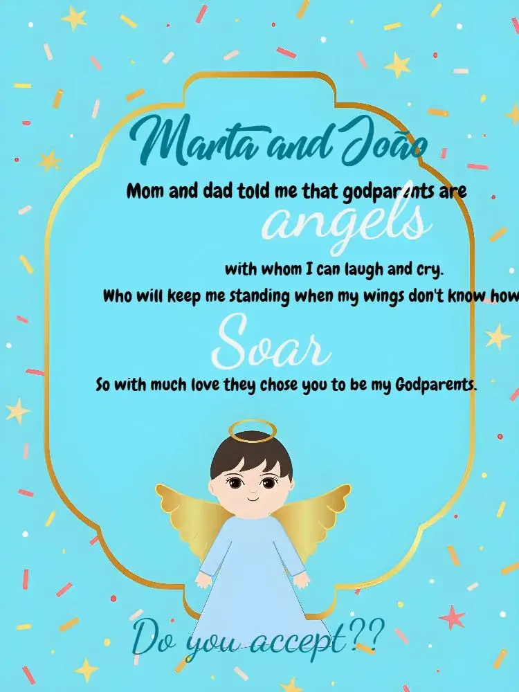 For Godparents Little Blue Angel invitation