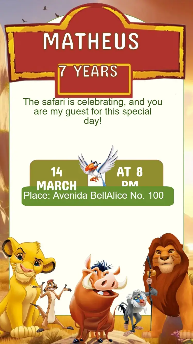 Lion King Birthday Invitation