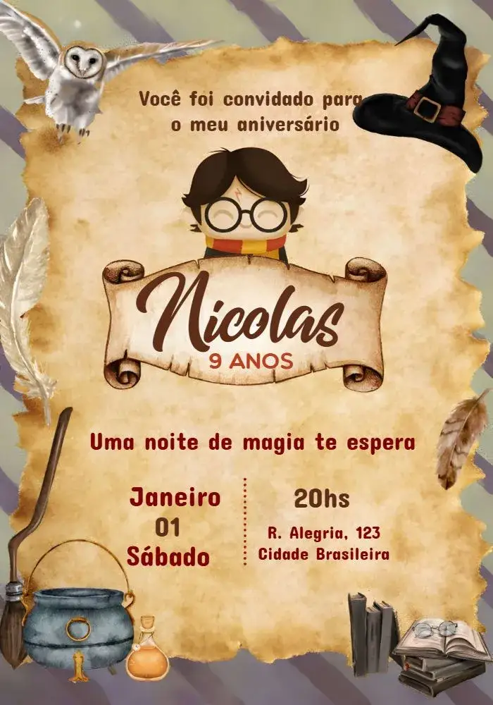 Invitation Yellow Harry Potter – Most searched for theme yellow, magical, fantasy, youthful, illustrative, thematic