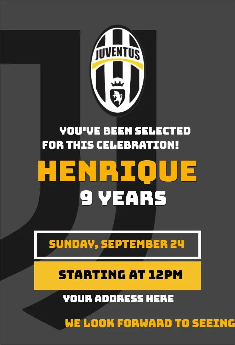 Invite Juventus 3 editable and customizable