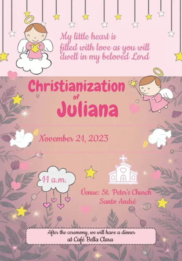Invitation Yellow Little Angel Baptism – Baptism theme delicate, childlike, angels, soft colors, romantic, light and hope