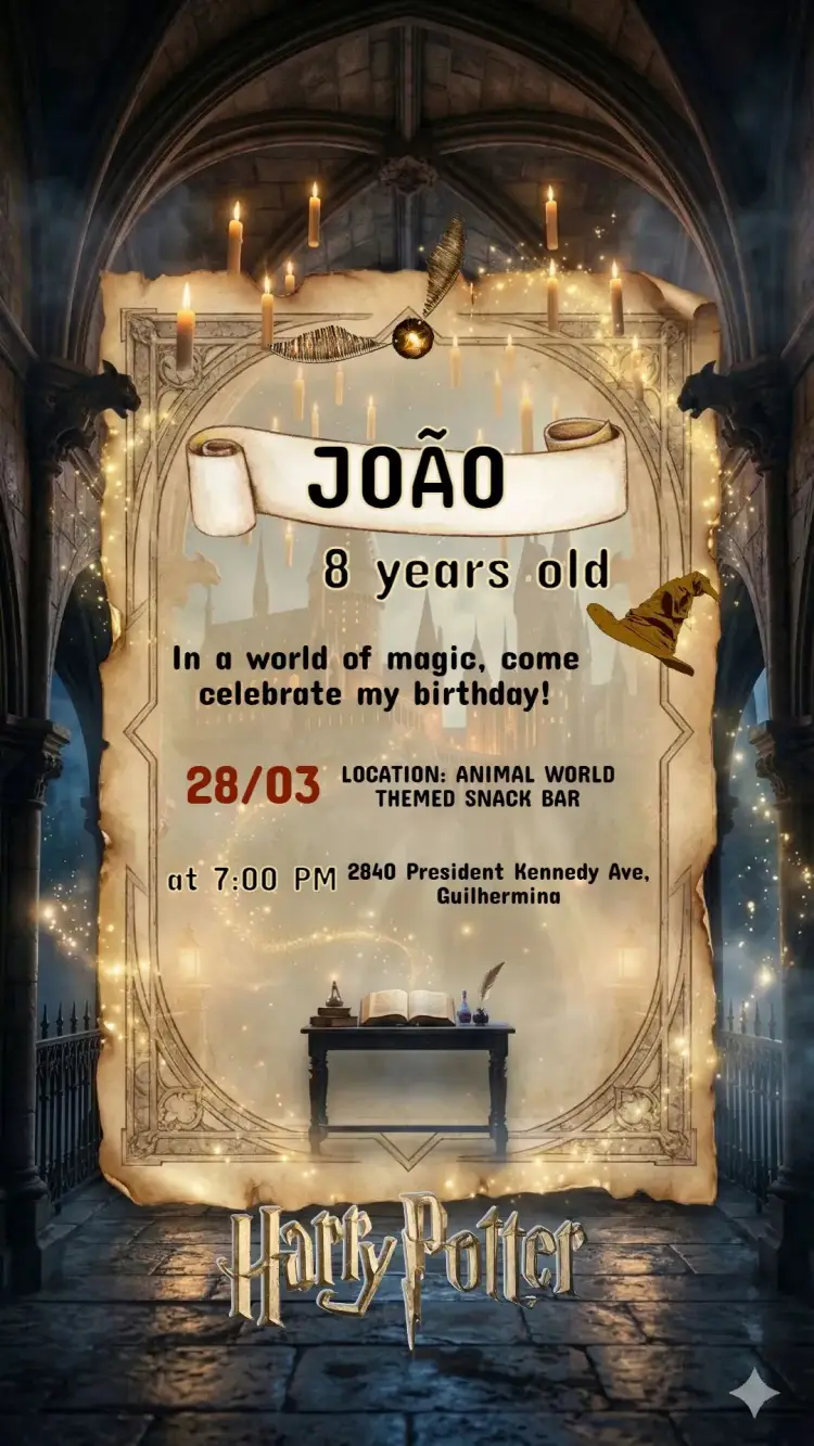 Harry Potter Kids Birthday Invitation
