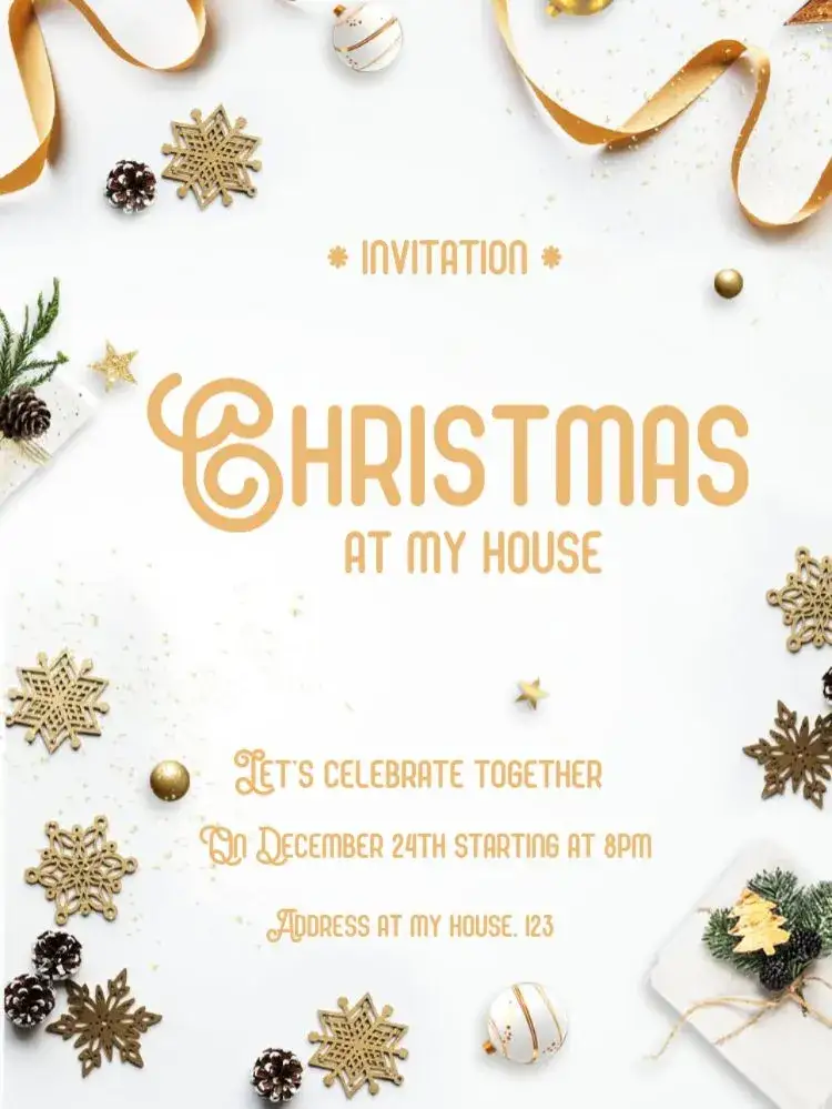 Invitation Christmas Celebration – Commemorative Dates theme red and green, gold and white, vintage, modern, minimalist, rustic