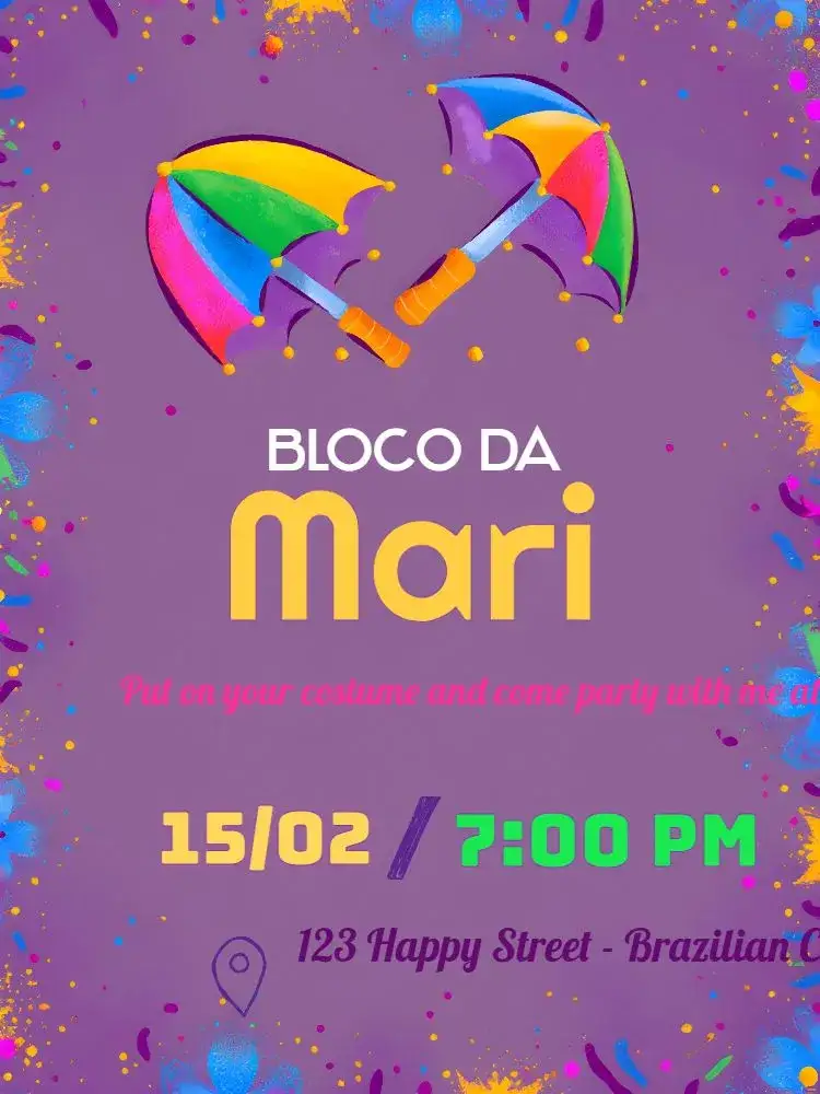 Invitation Carnival Block Ball – Commemorative Dates theme colorful, festive, playful, tropical, fun