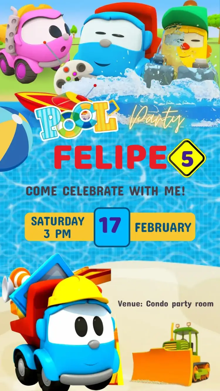 Birthday Invitation Léo the Truck