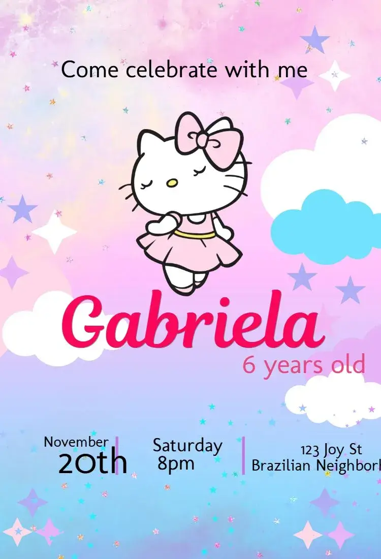 Hello Kitty Ballerina invitation