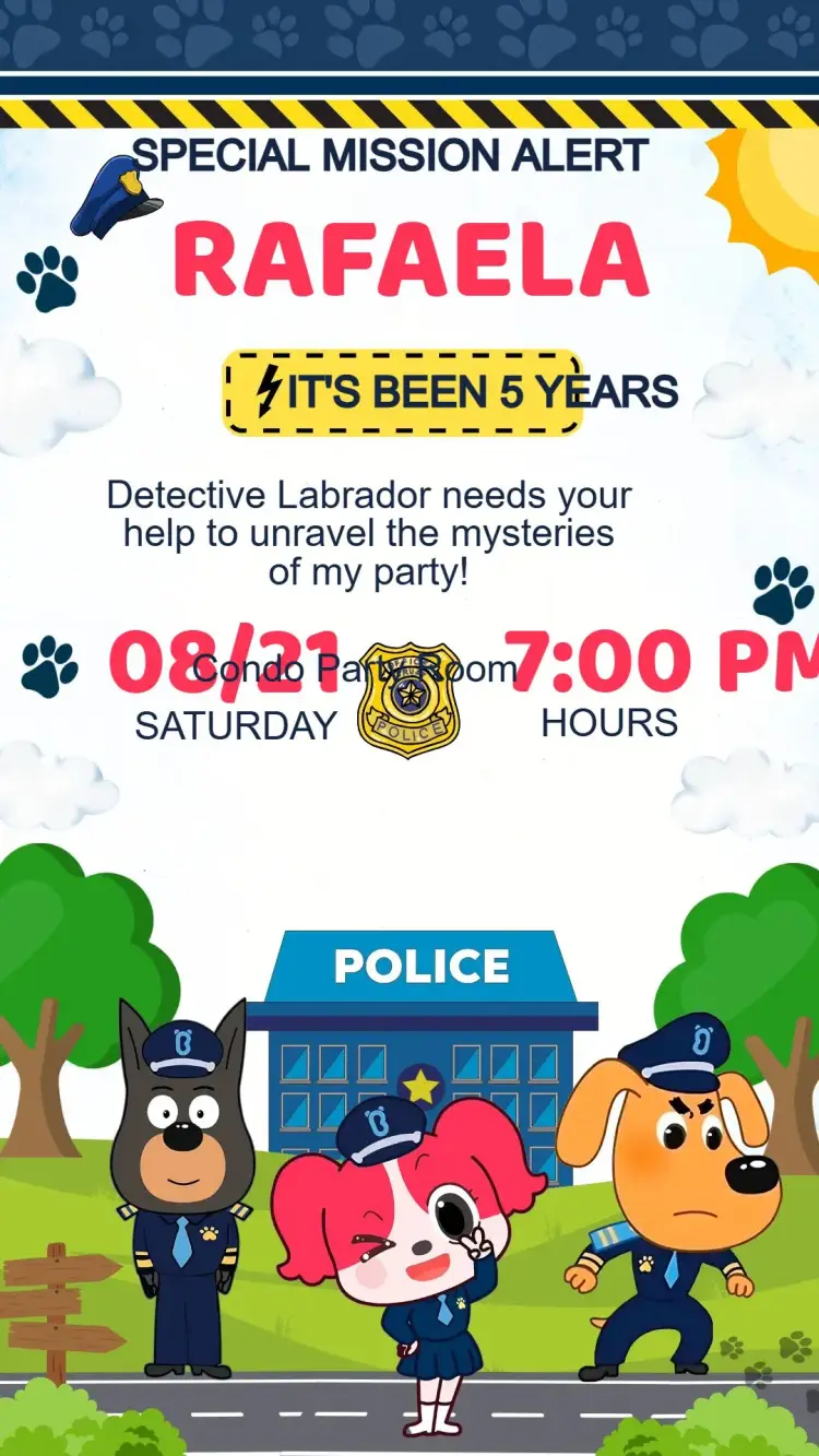 Officer Doggy Birthday Invitation