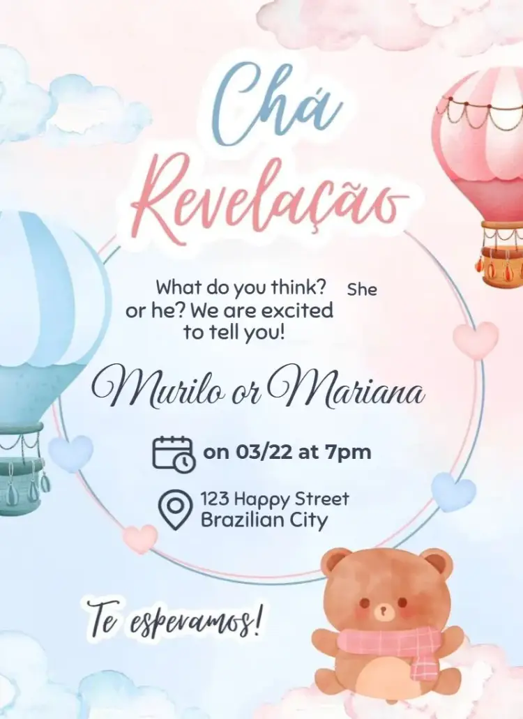 Invite Balloons and Clouds editable and customizable