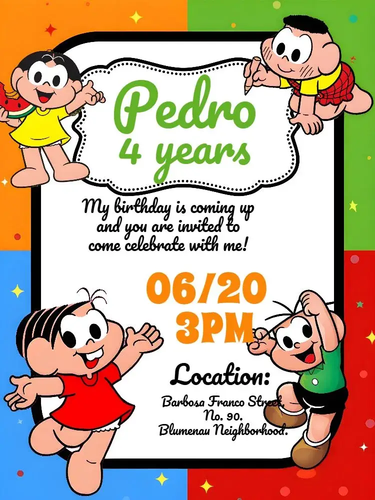 Turma Da Mônica Red invitation