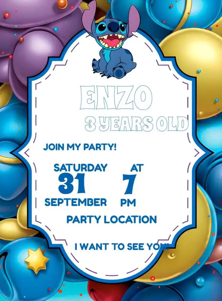 Lilo And Stitch White invitation