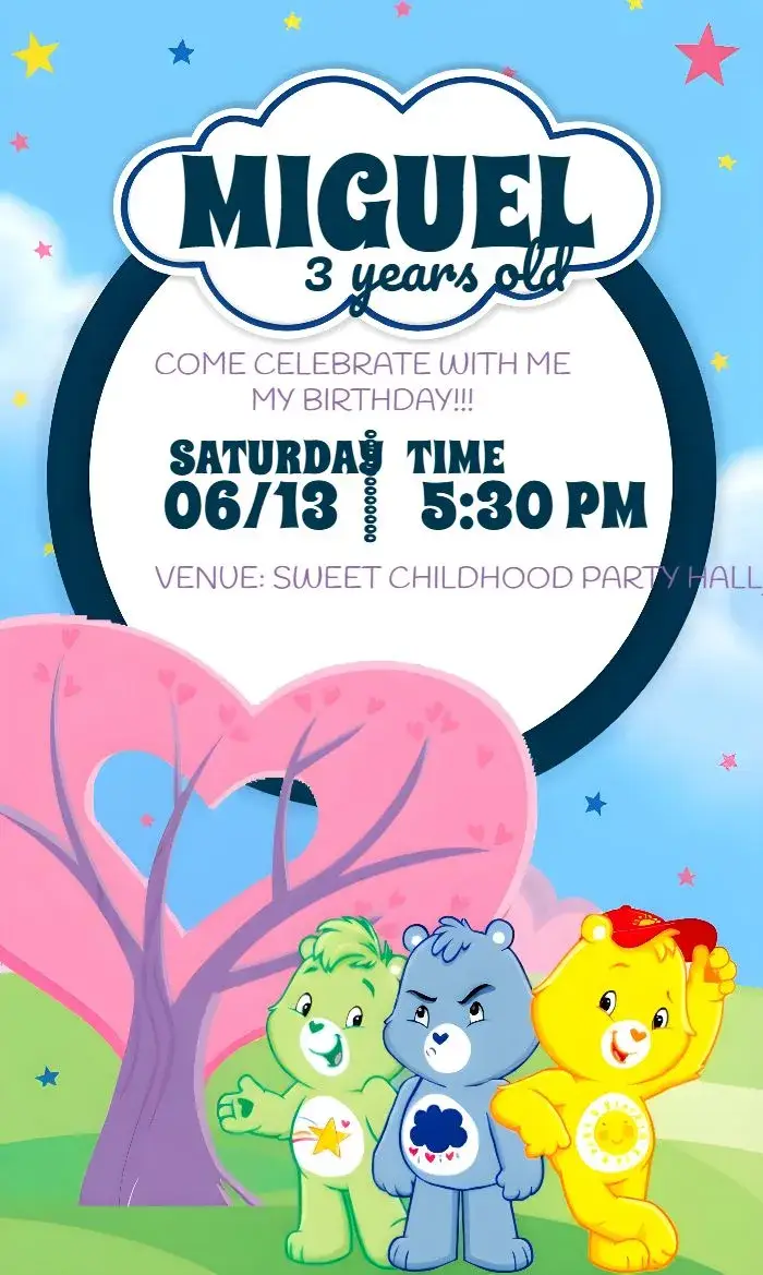 Care Bears Star invitation