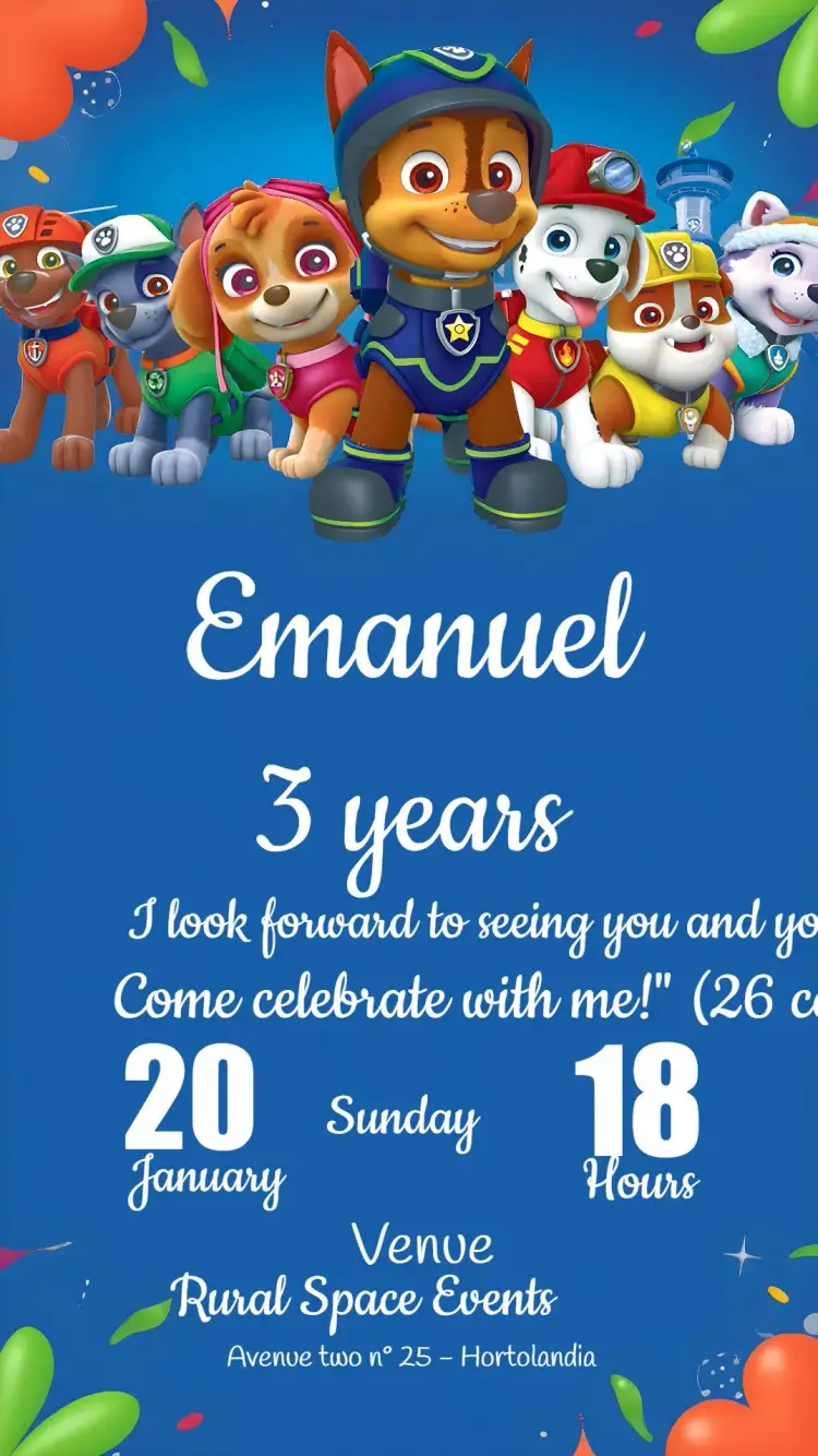 Paw Patrol Kids invitation