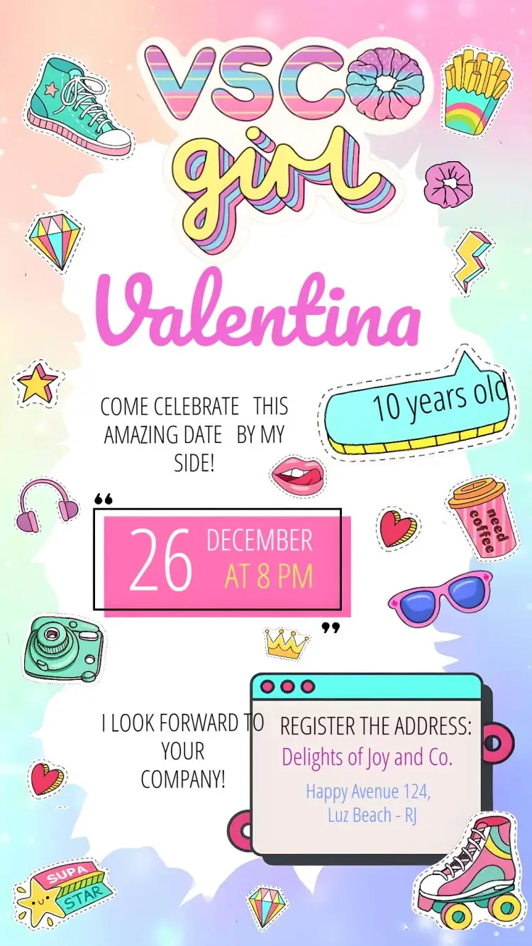Vsco Girl Vibes invitation