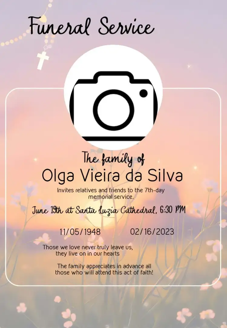 Invitation Seventh-Day Funeral Mass With Photo – Most searched for theme beige, minimalist, elegant, soft, classic