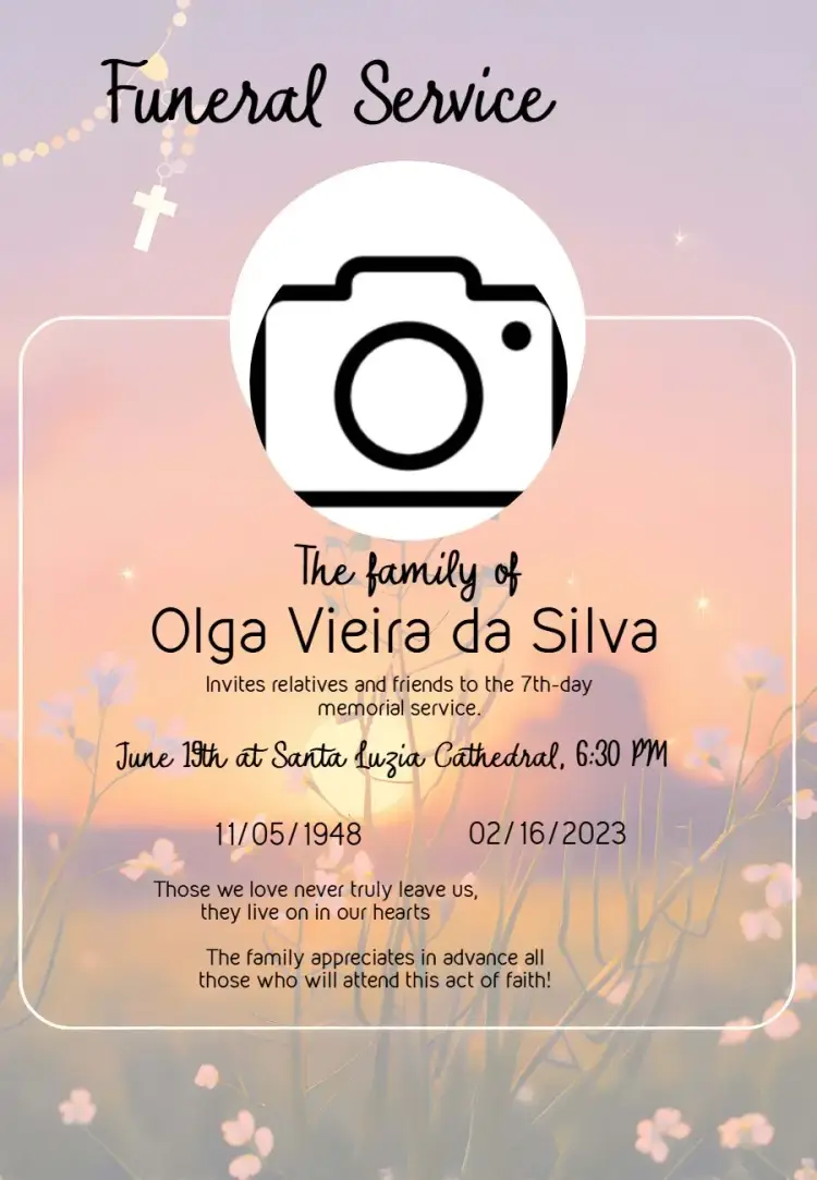 Seventh-Day Funeral Mass With Photo invitation