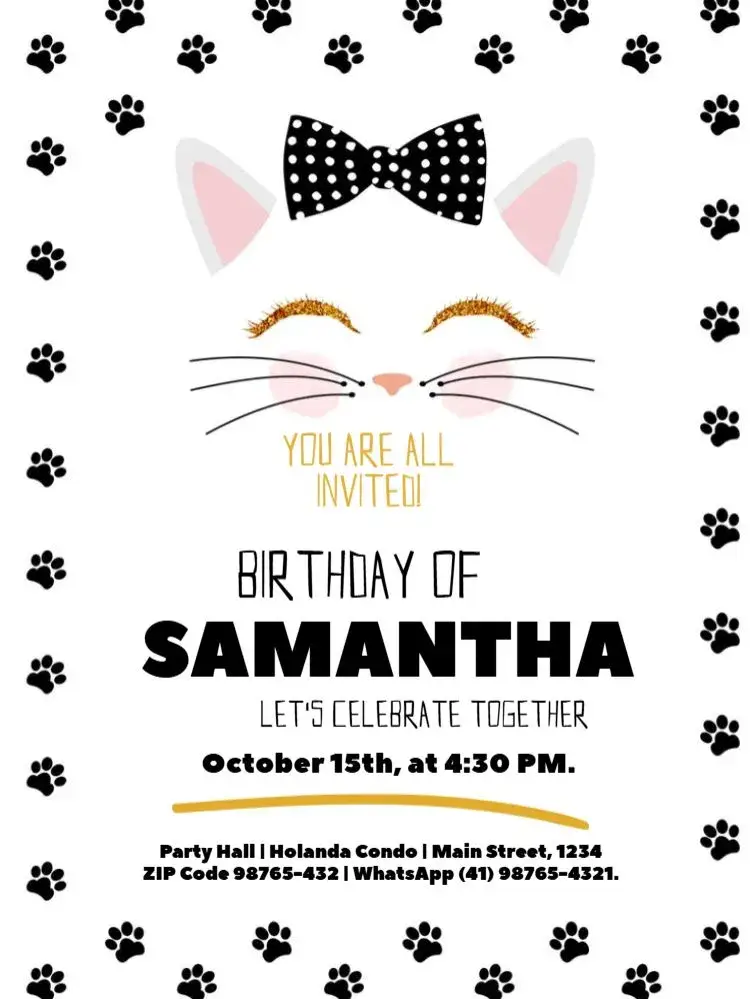 Delicate Cat To Edit Male invitation