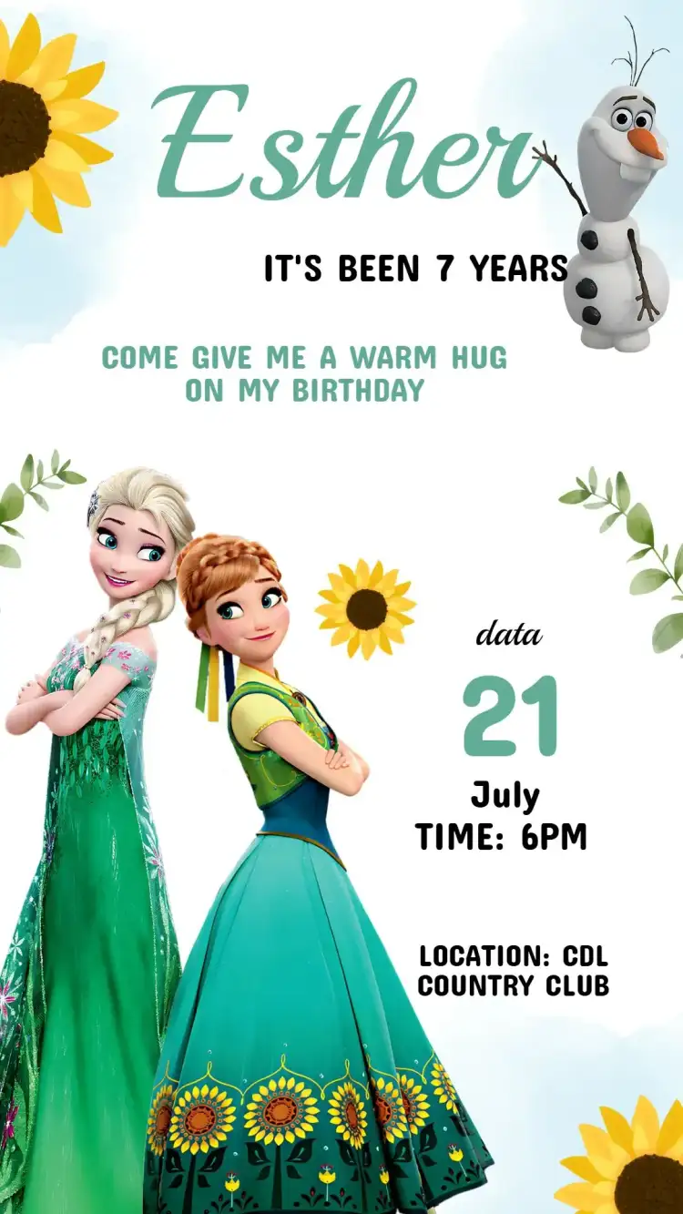 Editable and Personalized Frozen Princesses Kids Invitation
