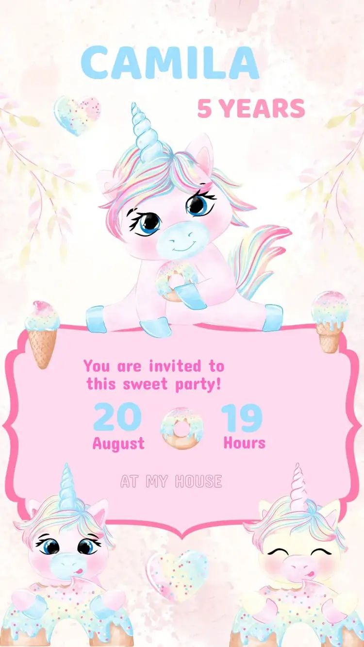 Unicorn Birthday Invitation