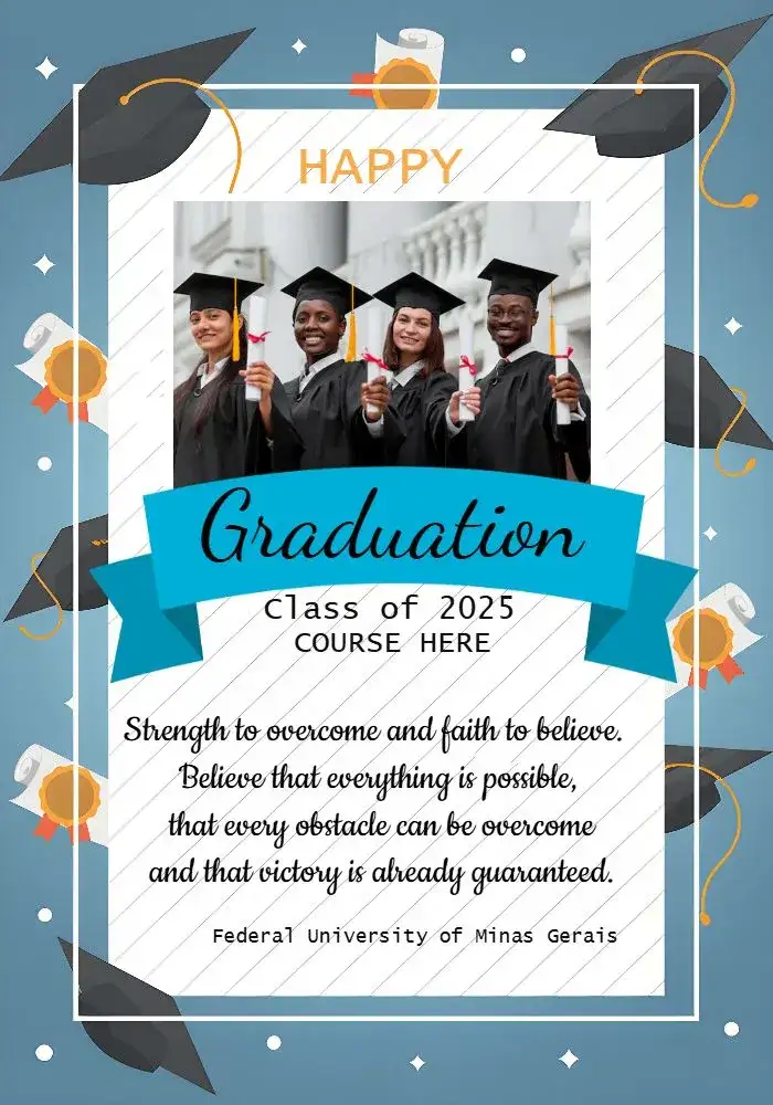 Blue Graduation Card With Photo.