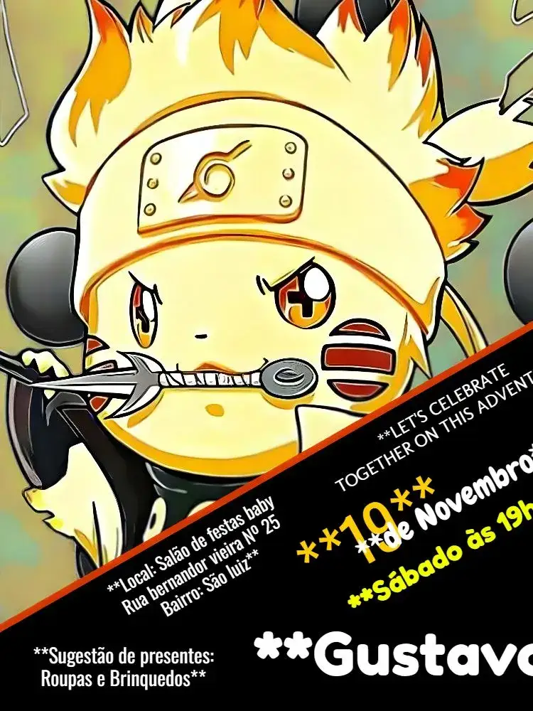 Invitation Digital Naruto – Kids' Birthday Party theme anime, colorful, modern, fun, youthful, themed