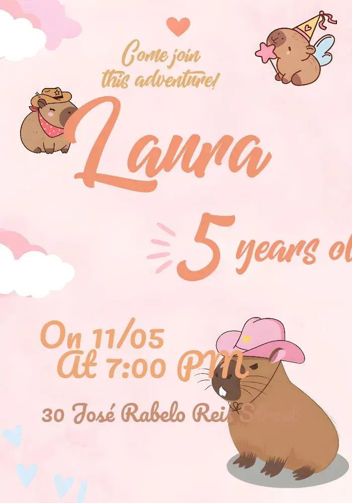 Capivara Capybara invitation