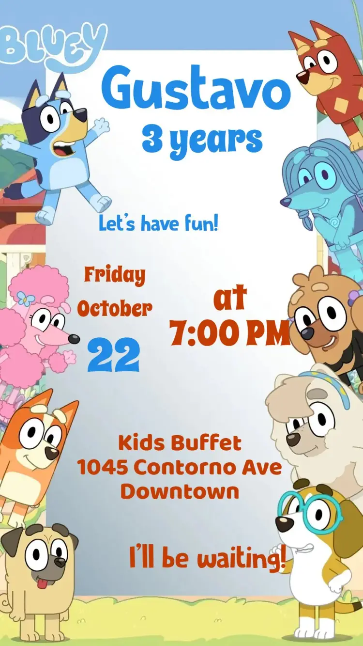 Bluey invitation