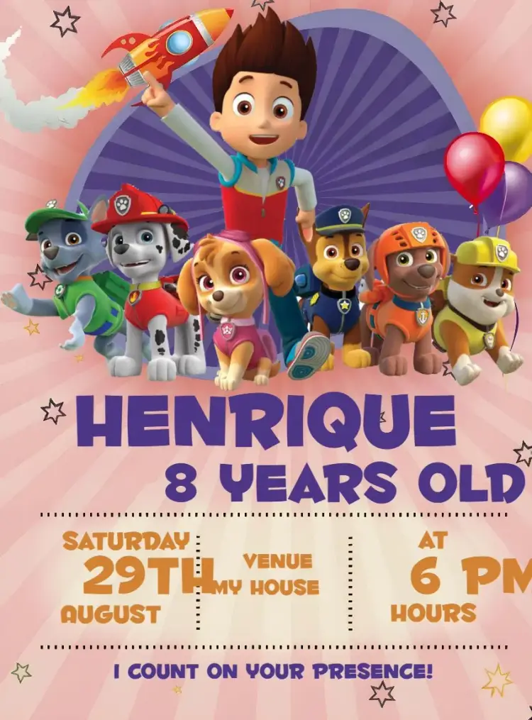 Orange Paw Patrol invitation