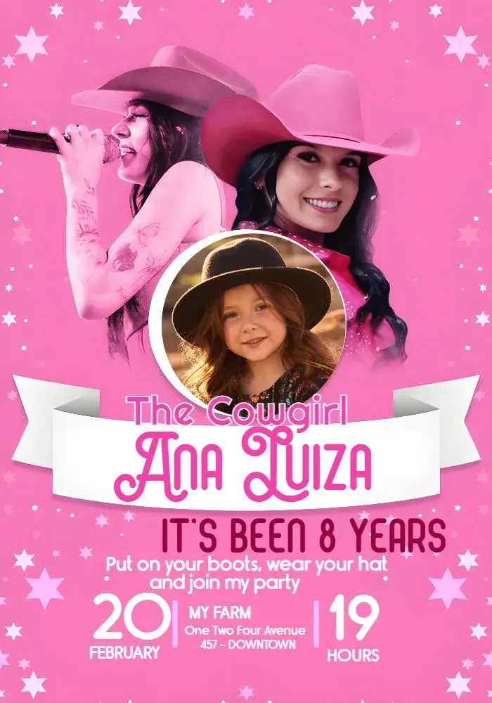 Ana Castela Cowgirl With Photo Cowgirl invitation