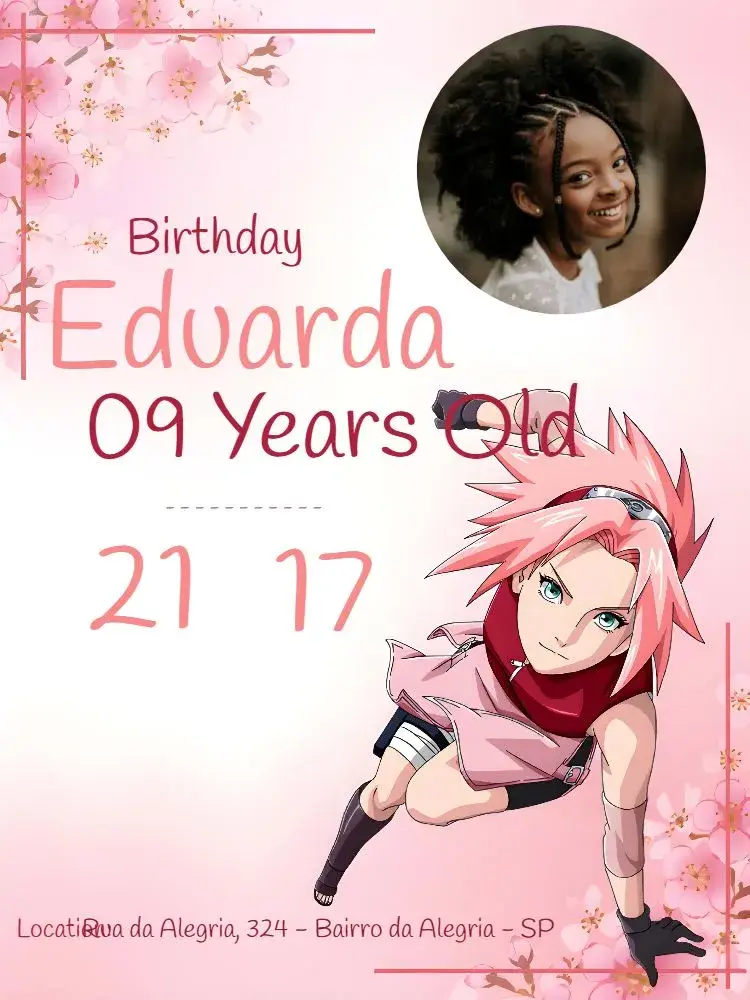 Sakura With Naruto Photo invitation